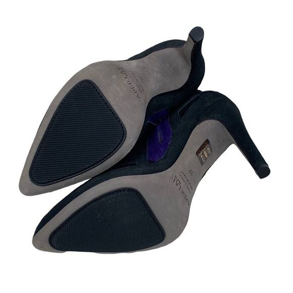 Aperlai 37 US 7 Colorblock Purple Black Suede Leather Pointed Toe Ankle Boots - Picture 6 of 10